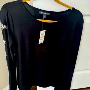 Inc black blouse size small with beautiful decorative sleeves